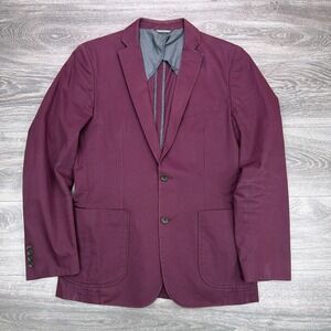 Wallin & Bros Blazer Mens 38R Burgundy Unconstructed Sport Coat Woven In Spain